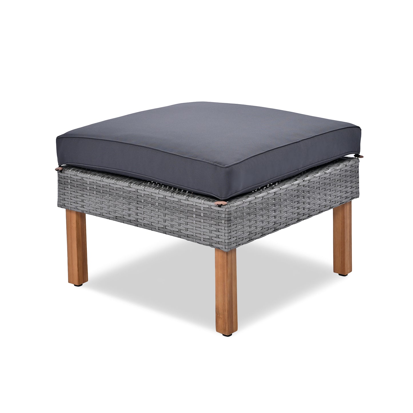 <Old SKU: FF201208AAE> 9-Piece Patio Rattan Furniture Set, Outdoor Conversation Set With Acacia Wood Legs and Tabletop, PE Rattan Sectional Sofa Set with Coffee Table, Washable Cushion, Gray image 12