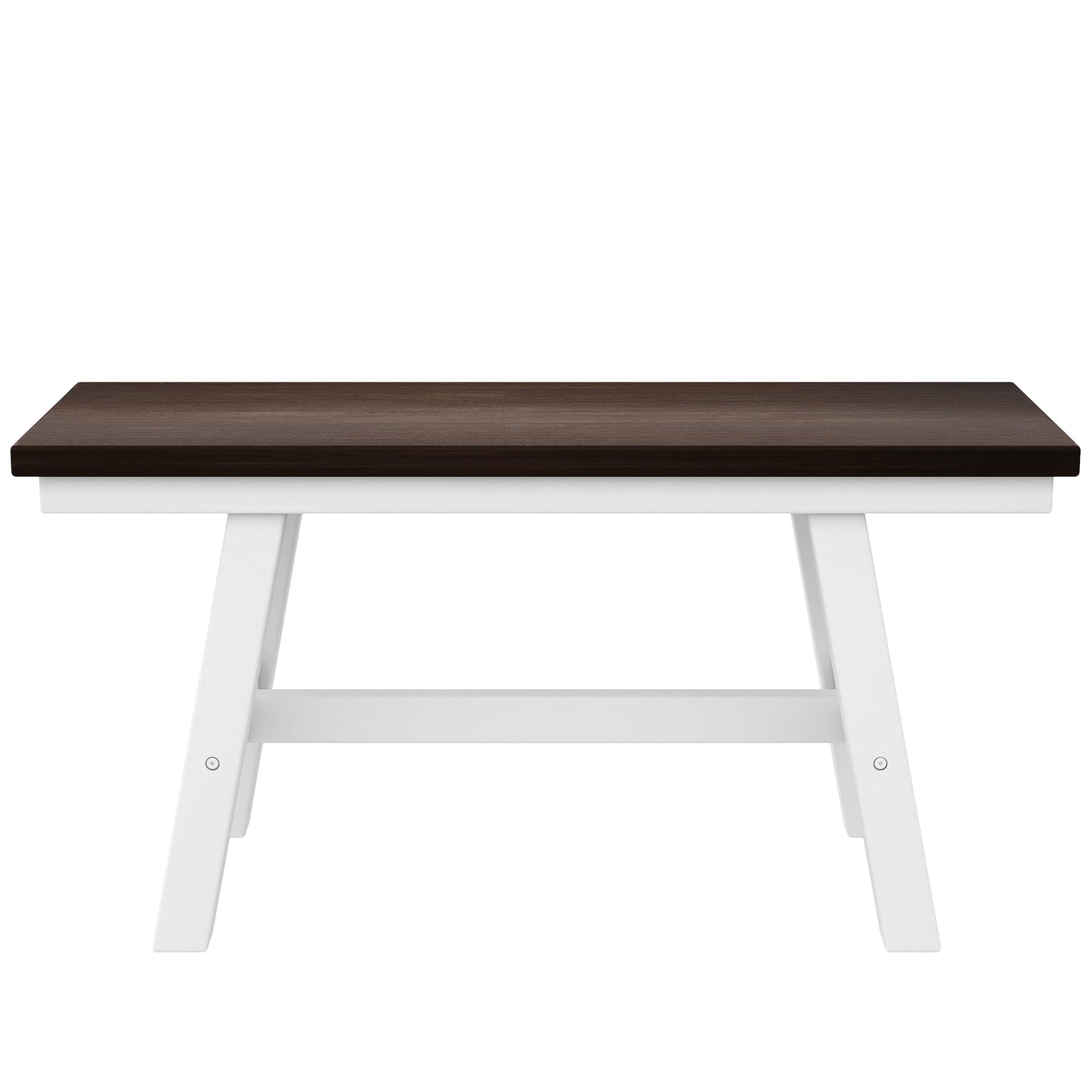 TOPMAX 6-Piece Wood Dining Table Set Kitchen Table Set with Long Bench and 4 Dining Chairs, Farmhouse Style, Espresso+White(old sku:SP000256) image 12
