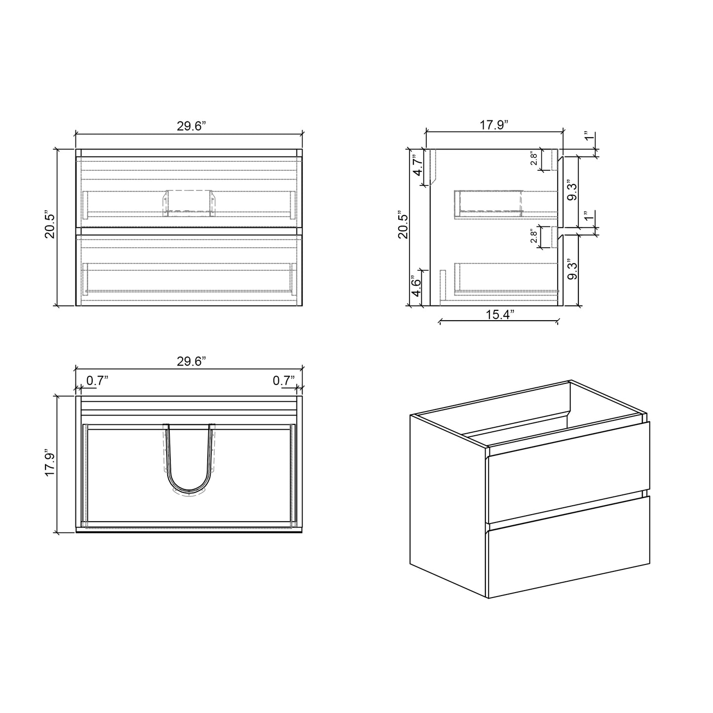 U041-Alice30-106 Alice 30" Natural Oak Bathroom Vanity with Sink, Large Storage Wall Mounted Floating Bathroom Vanity for Modern Bathroom, Pre-assembled image 10