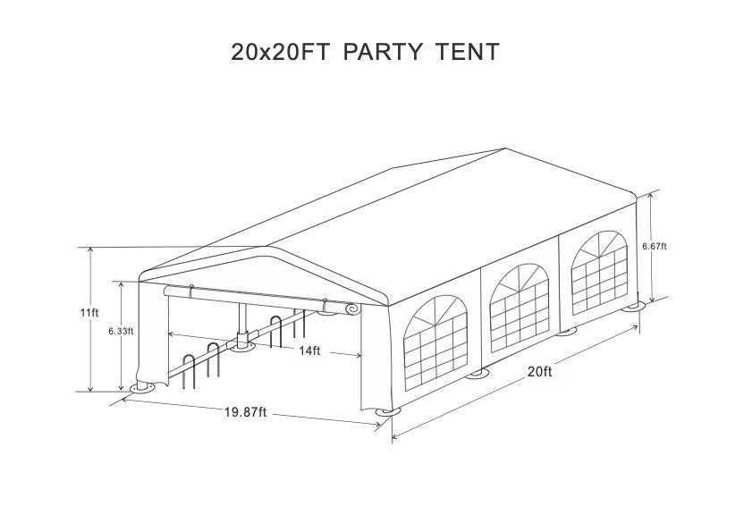 20x20 Feet Party Tent Heavy Duty Marquee Canopy Outdoor Wedding tent Carport Events Shelter Tent for Parties BBQ with St image 16