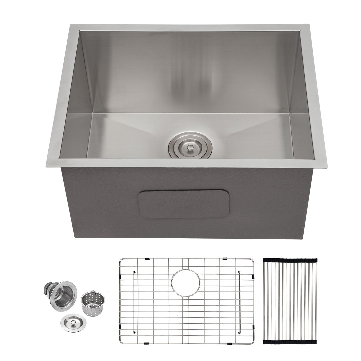 23"*18" Undermount 16-Gauge T304 Stainless Steel Deep Single Bowl Laundry Utility Sink Basin with bottom grid and draine image 6