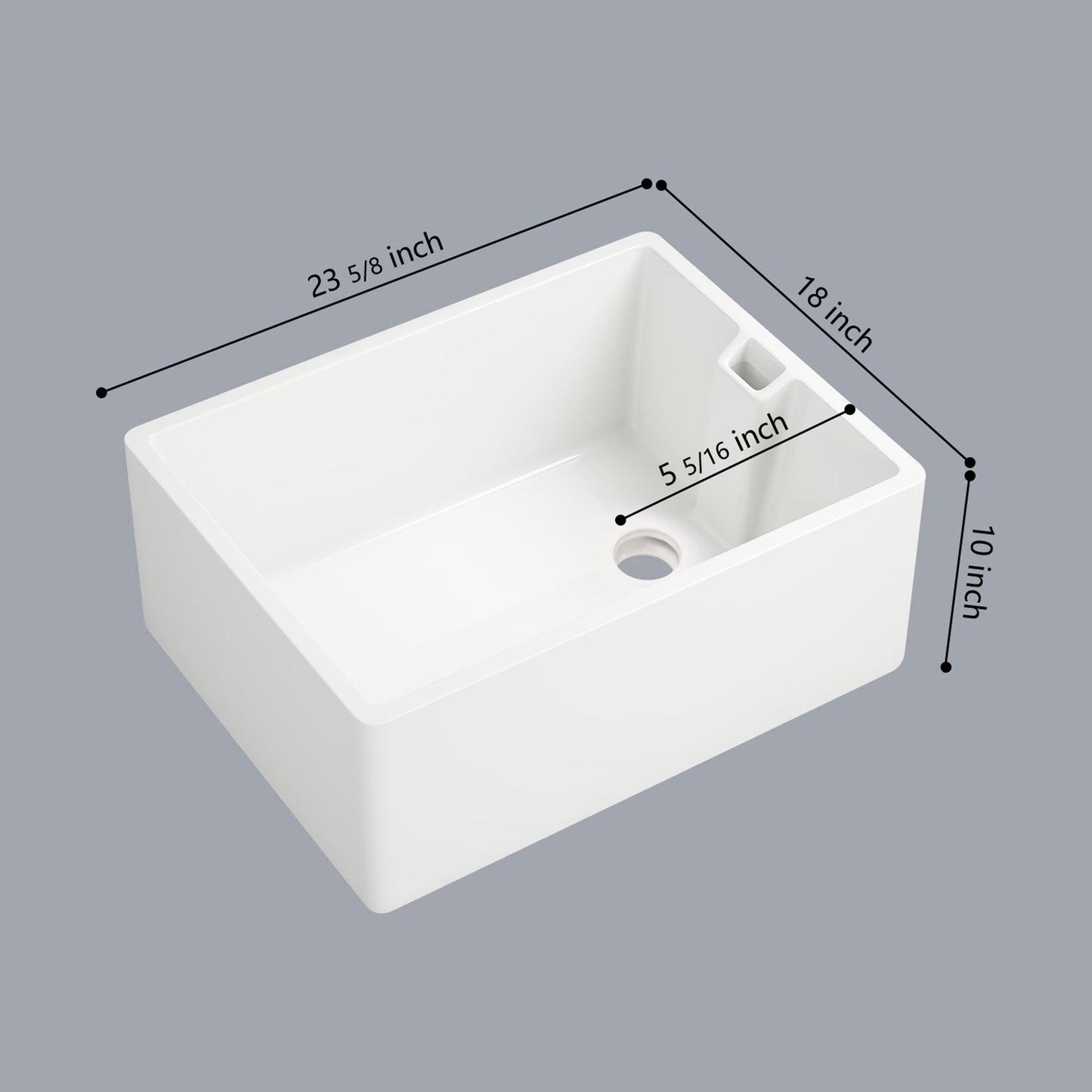 23.6" L X 18" W White Ceramic Single Bowl Kitchen Sink image 6