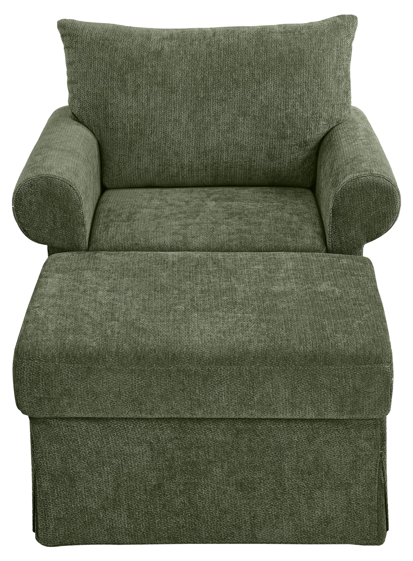 37.5" Accent Chair with Ottoman, Plush Chenille Upholstered Armchair, Stylish Single Sofa Chair for Living Room, Bedroom, Apartment image 12