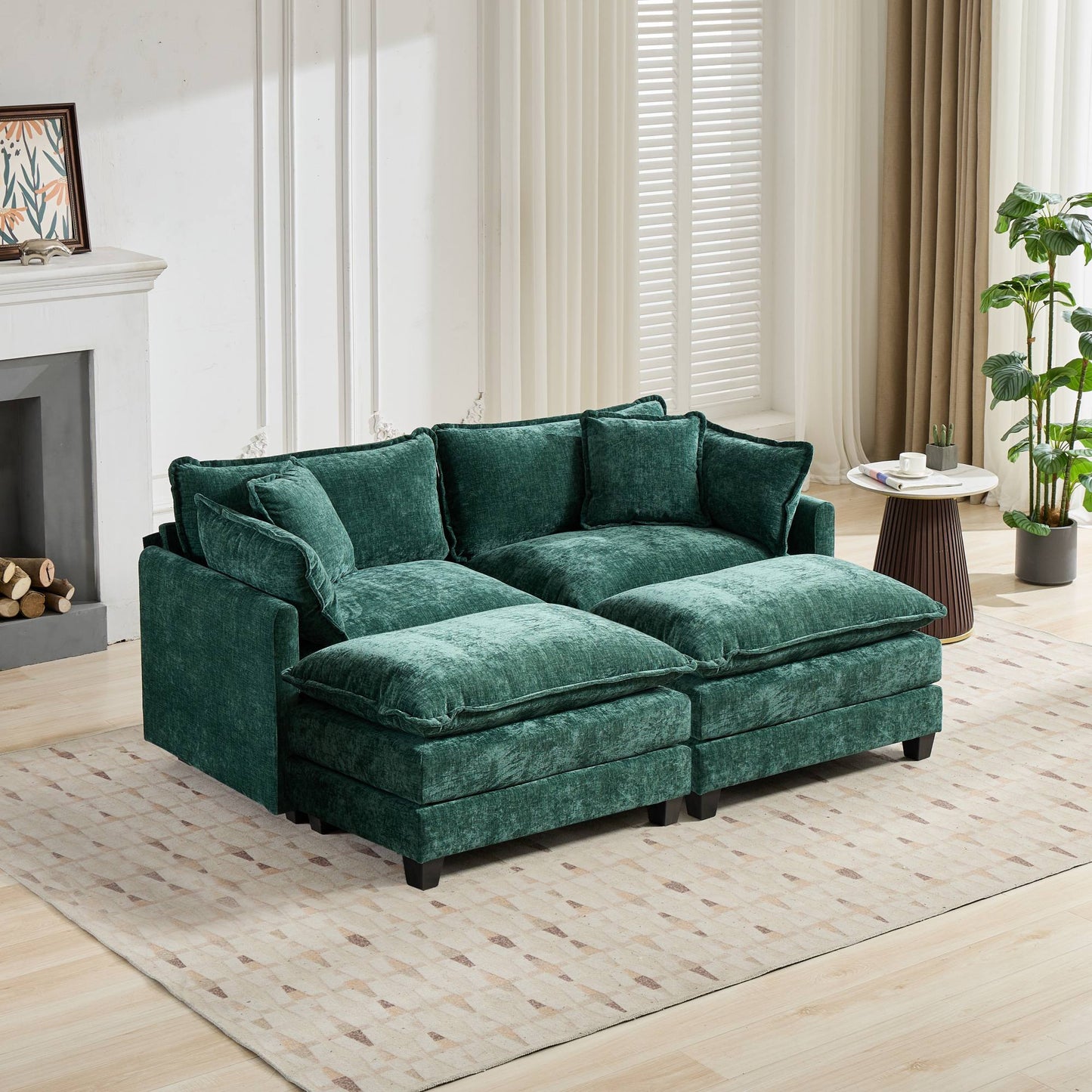 Cloud Sofa LoveSeat (Ottoman is not included), Modern Sectional Couch, for Living Room Bedroom and Apartment, Comfy Double Layer Upholstered Seat Cushion, Breathable Chenille Fabric, Green,SW5012GN image 10