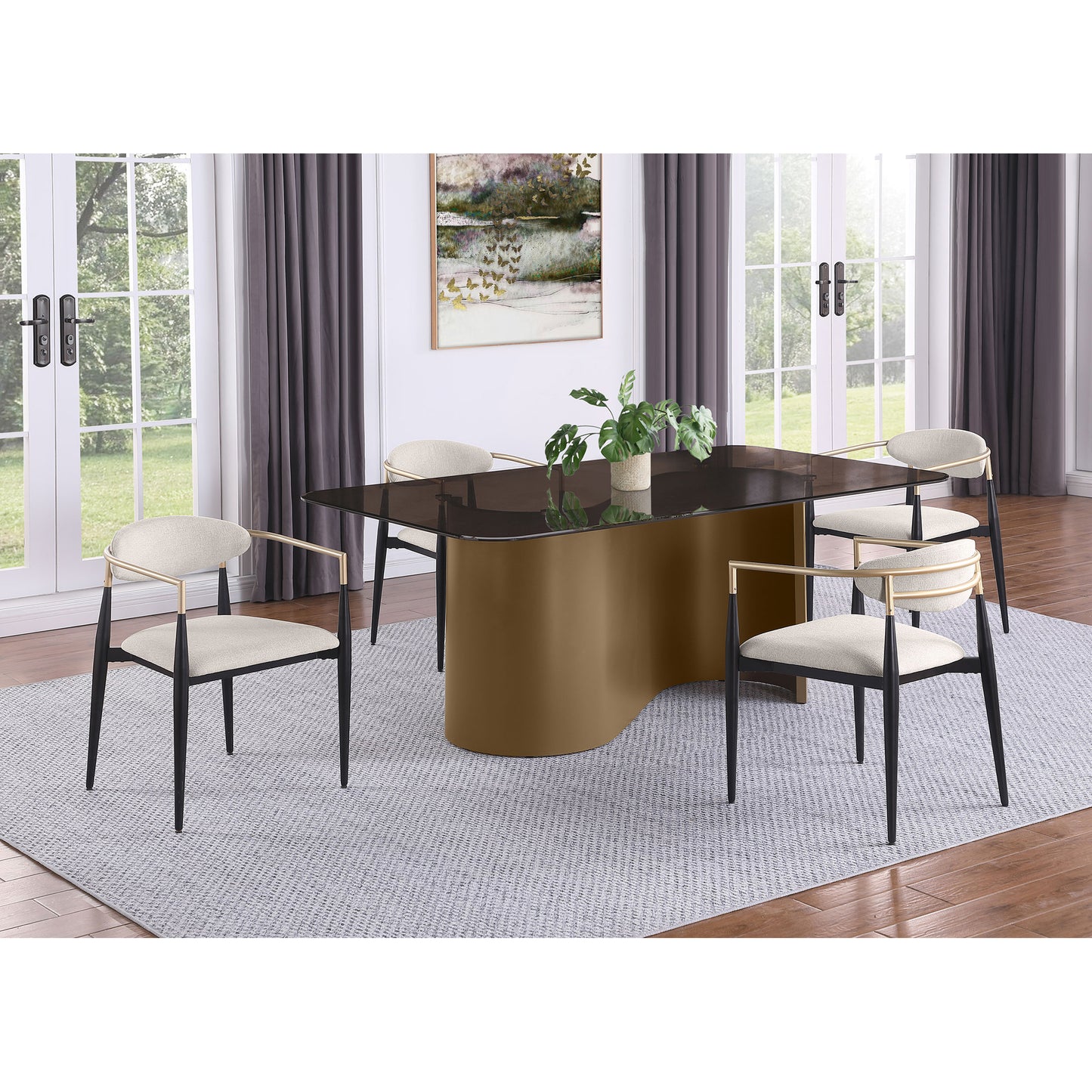 Mistra Beige Fabric Upholstered Dining Arm Chair (Set of 2) image 12