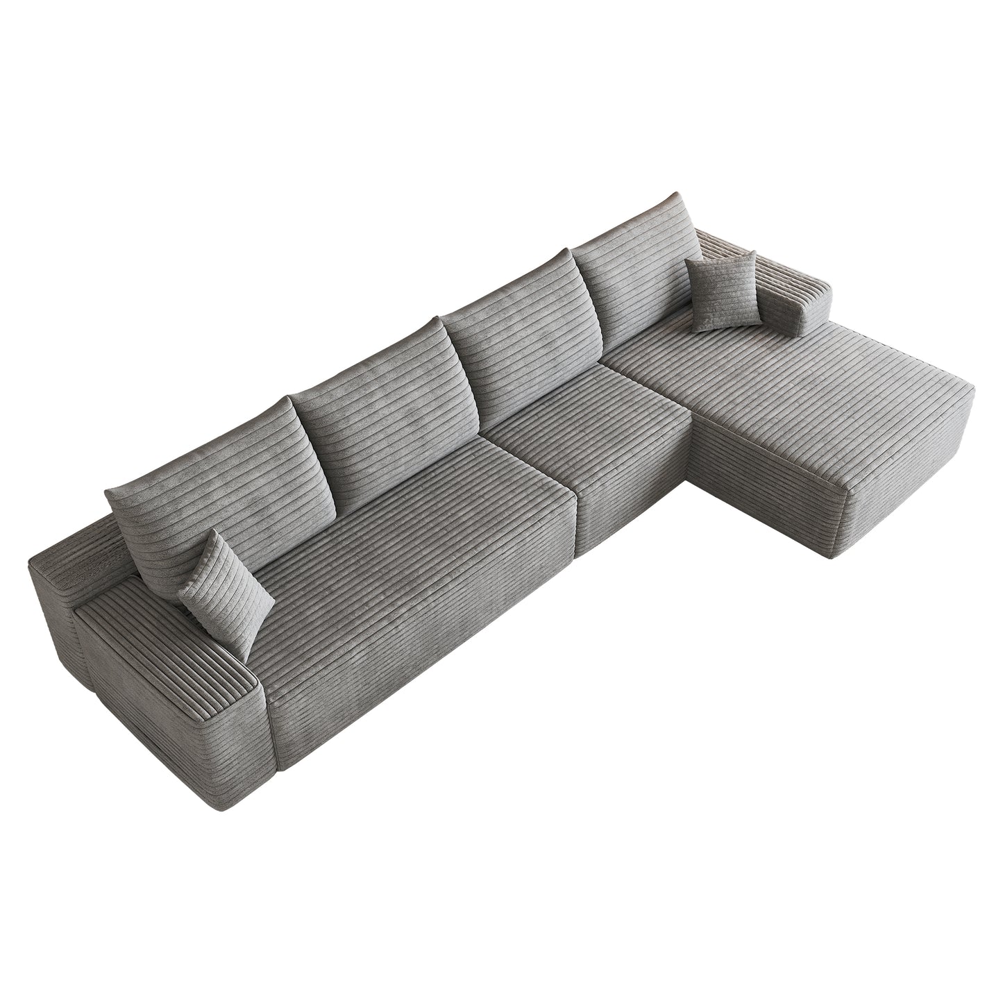 135" Cloud Sectional Couch with L-Shape Chaise,Modern Modular Sofa with Deep Seat, Upholstered Couches for Living Room Bedroom,No Assembly Required,Grey (Plush Corduroy Fabric) image 8