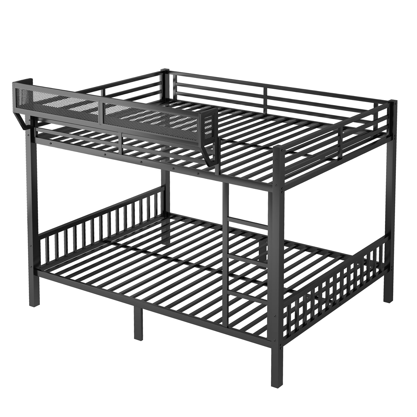 Queen Over Queen Metal Bunk Bed with Ladder and Storage Shelf for Adults Teens,Black(Expect Arrival Date 2025/9/12) image 12