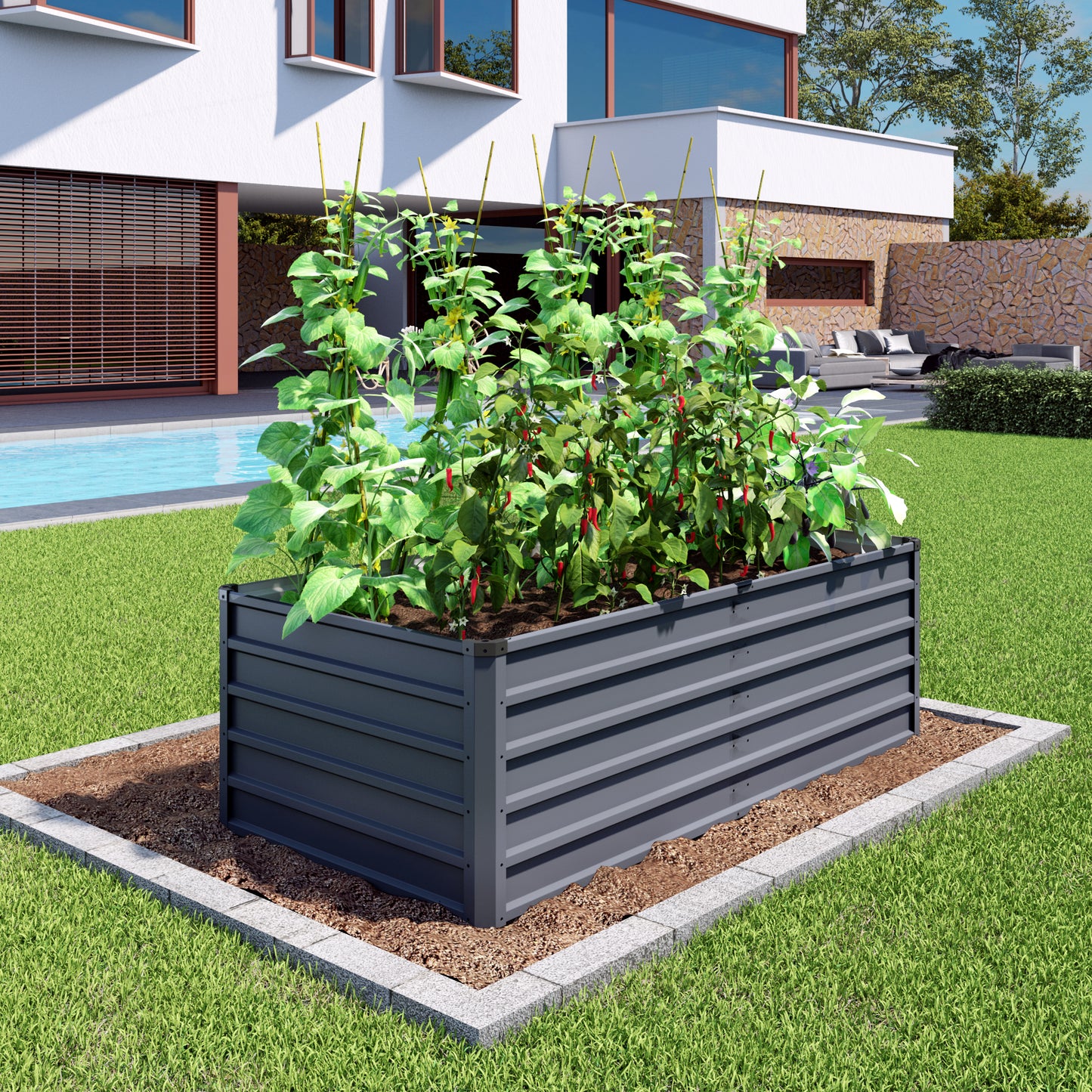 6x3x2ft 2pcs Large Raised Garden Bed Kit, Grey Rectangular Galvanized Metal Outdoor Garden Bed, Planter Raised Garden Boxes Outdoor Garden Beds for Growing Plants, Vegetables and Flowers. image 12