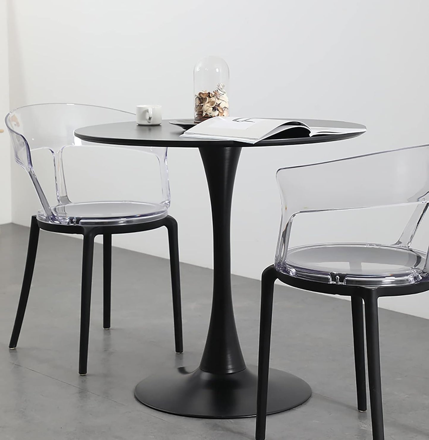 Black Round Table, Modern Dining Table, MDF Top and Steel Base Tulip Round Kitchen Table, Mid Century Coffee Table for Living Room 24 Inch, Kitchen Table, Oval Dining Table image 12