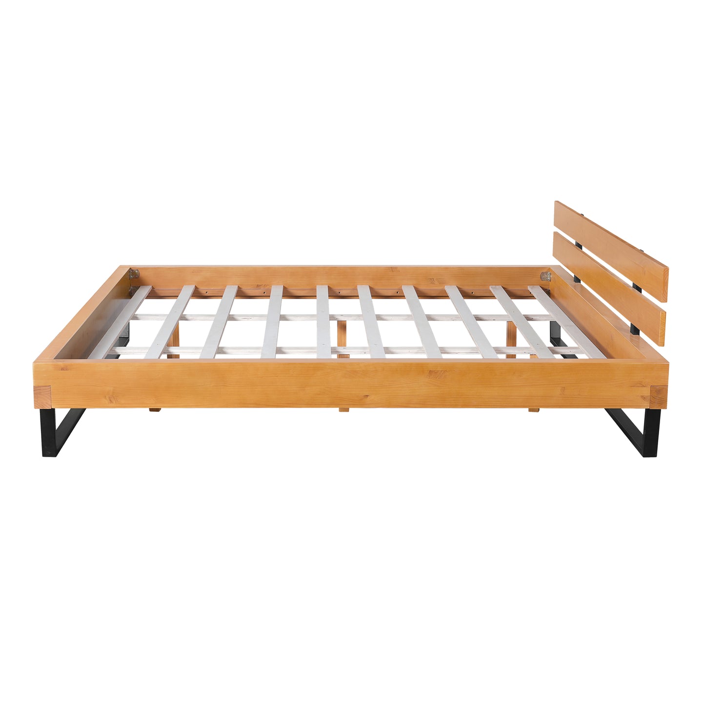 PINE WOOD BED FRAME KING SIZE,NATURAL & BLACK COLOR image 12