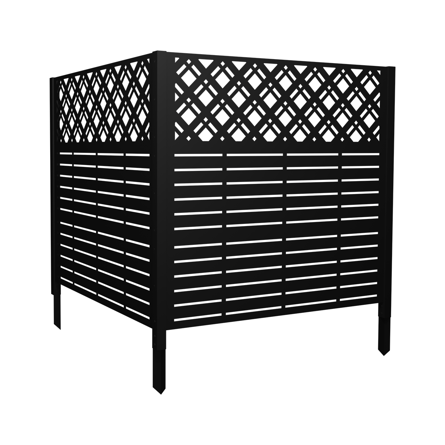 W48'' x H47.3'' x 2 Panels Metal Privacy Screen, Outdoor Privacy Panels, Trash Can Enclosure, Air Conditioner Fence, Pool Equipment Enclosure, Backyard Fencing, Rhombus Black image 12