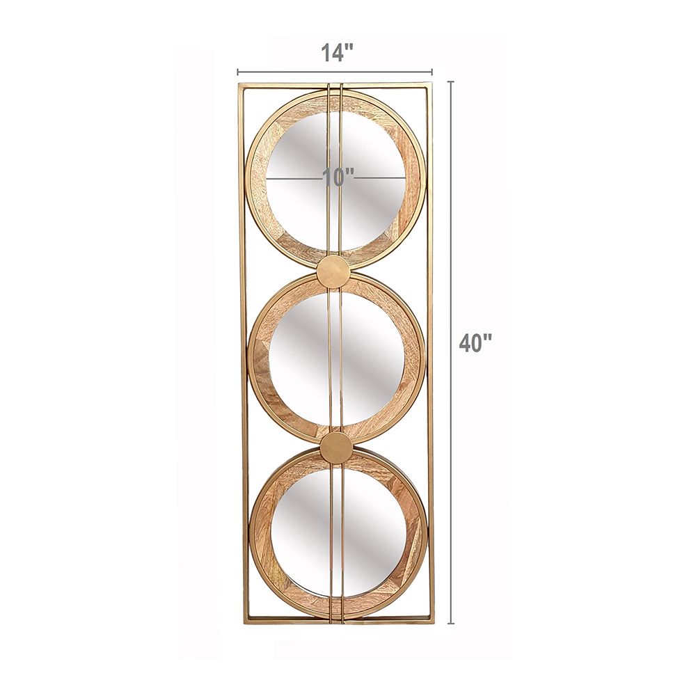 3 Mirror Piece Wall Mirror in Gold Rectangular Frame, Home Wall Decor for Bedroom Living Room, 40"x14" image 9