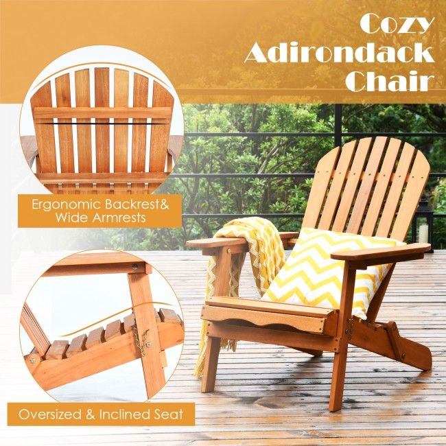 3 Pieces Adirondack Chair Set with Widened Armrest image 8