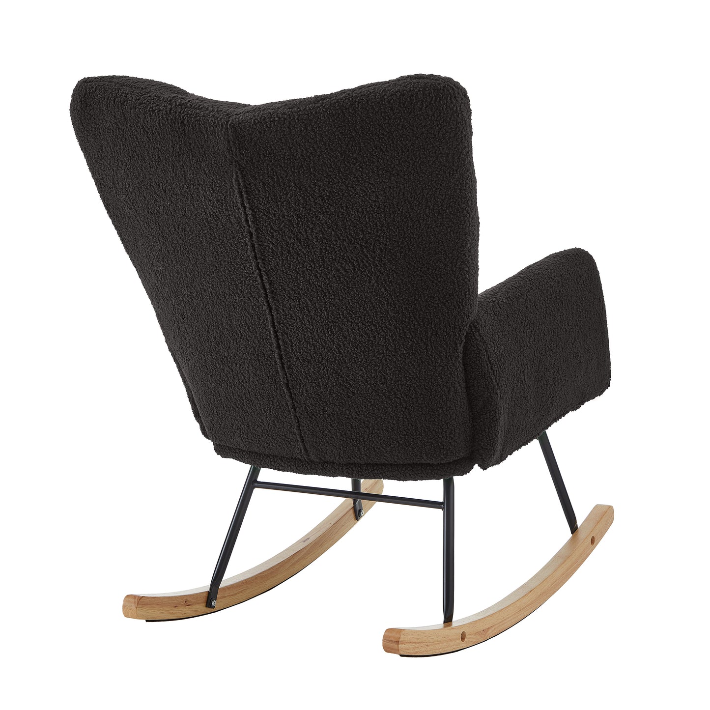Glider Chair for Living Room Tufted Upholstered Teddy Fabric Rocking Chair with Metal Frame Accent Chair Dark Gray image 12