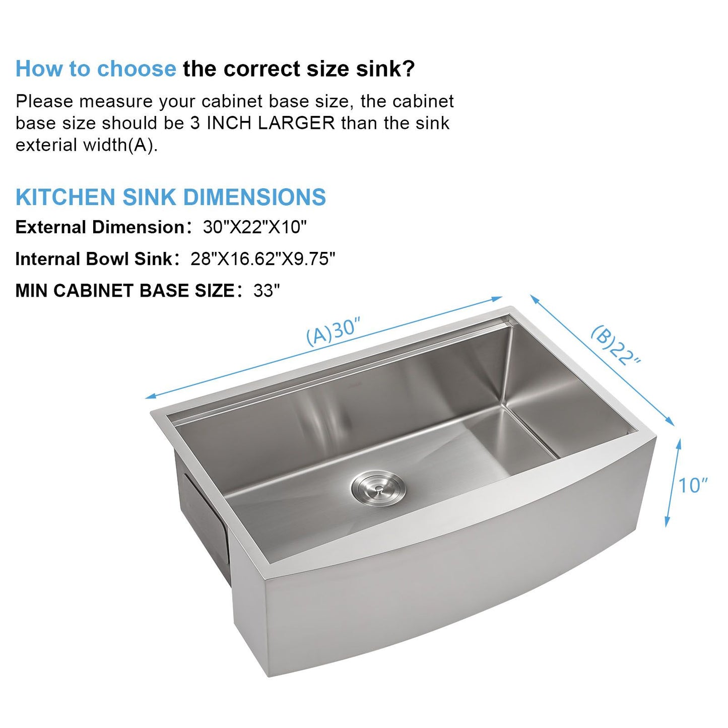 33-inch Stainless Steel Under-mount Single Bowl Apron Front Farmhouse Ledge Workstation kitchen Sink image 10