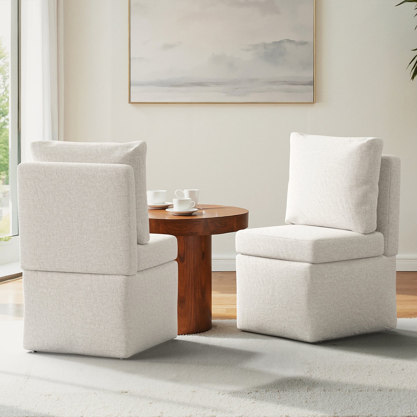 Armless Lounge Sofa Chair, Soft Corduroy Upholstered Accent Chair with High-Density Sponge Cushion, Comfy Single Sofa Seat for Living Room Bedroom, No Assembly Required image 8