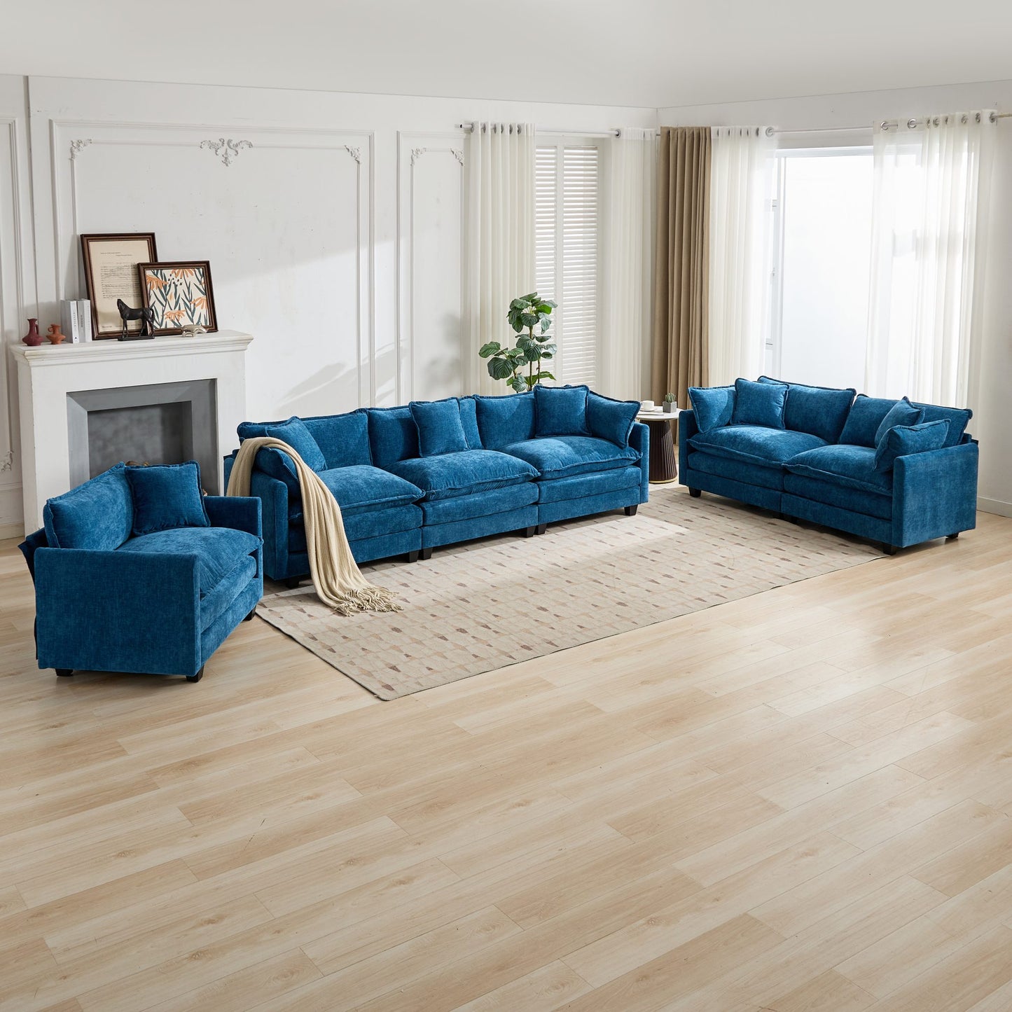 Cloud Sofa one Seat (Armrests are not included), Modern Sectional Couch, for Living Room Bedroom and Apartment, Comfy Double Layer Upholstered Seat Cushion, Breathable Chenille Fabric, Blue image 8