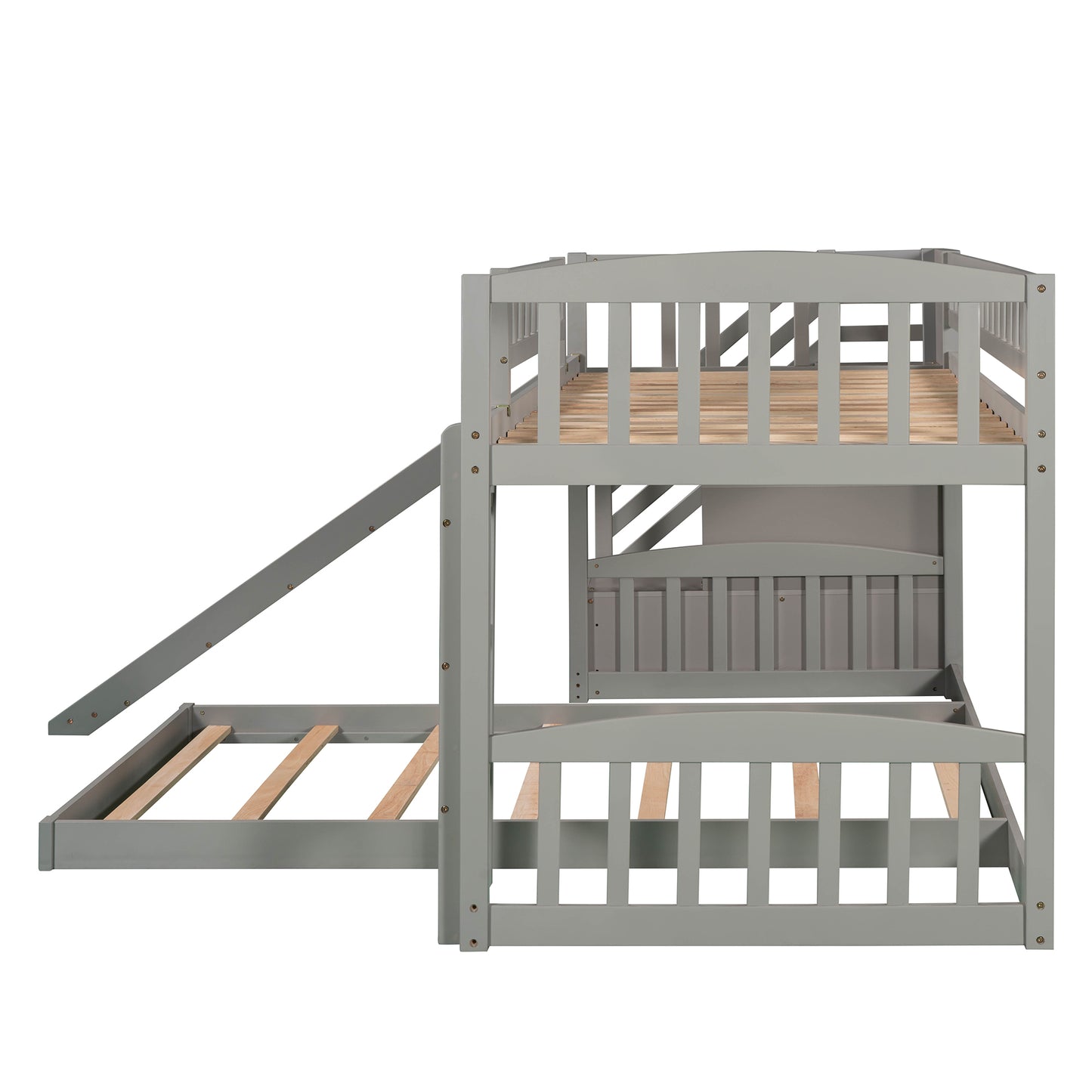 Stairway Twin over Twin Bunk Bed with Two Drawers and Slide, Gray(OLD SKU:LT100156AAE-1) image 12