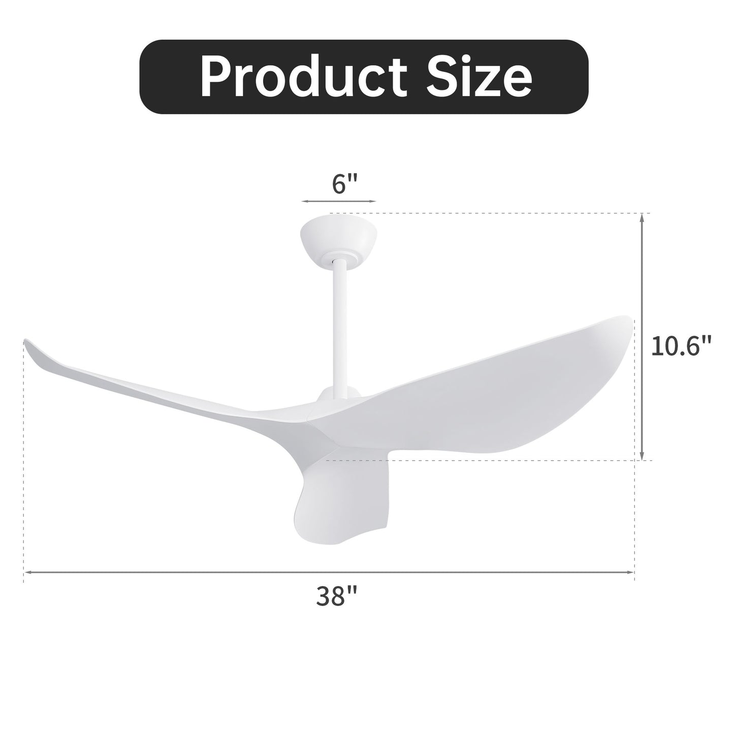 38 Inch Ceiling Fan Without Light, Modern Indoor Outdoor Ceiling Fans with DC Motor Remote Control for Bedroom, Living R image 9