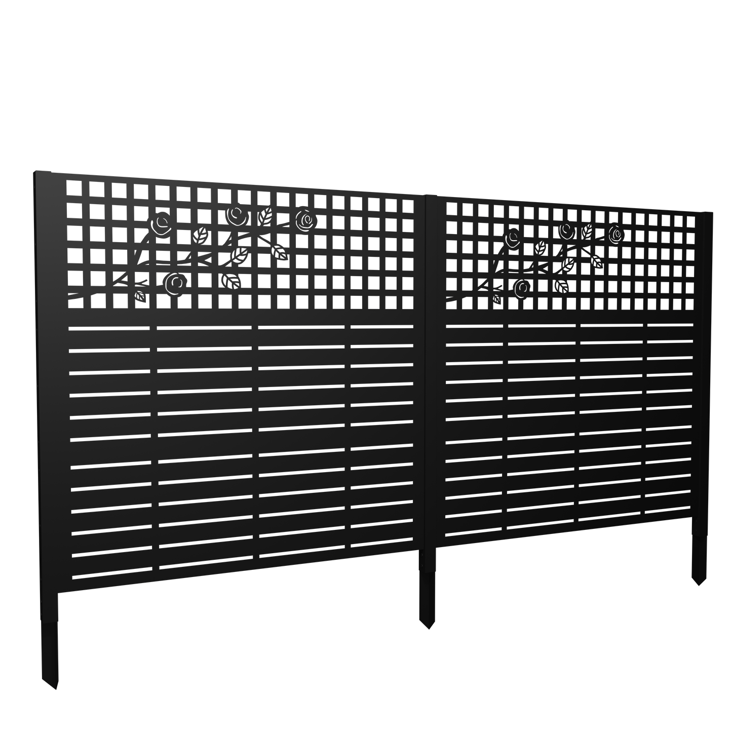 W48'' x H47.3'' x 2 Panels Metal Privacy Screen, Outdoor Privacy Panels, Trash Can Enclosure, Air Conditioner Fence, Pool Equipment Enclosure, Backyard Fencing, Rose Black image 12