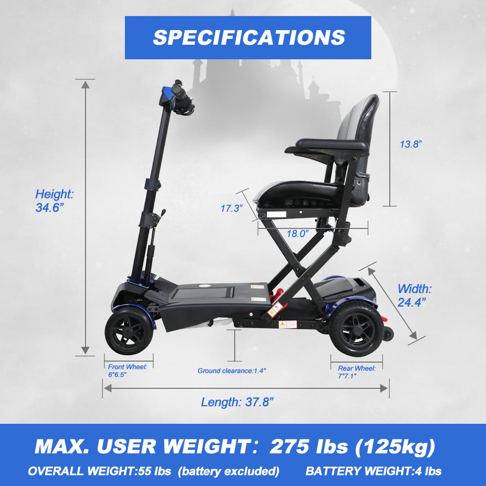 SOLAX Remote Control Foldable Electric Mobility Scooter with Suspension for Senior, Lightweight 4 Wheels Electric Powered Scooter for Travel Shopping image 10