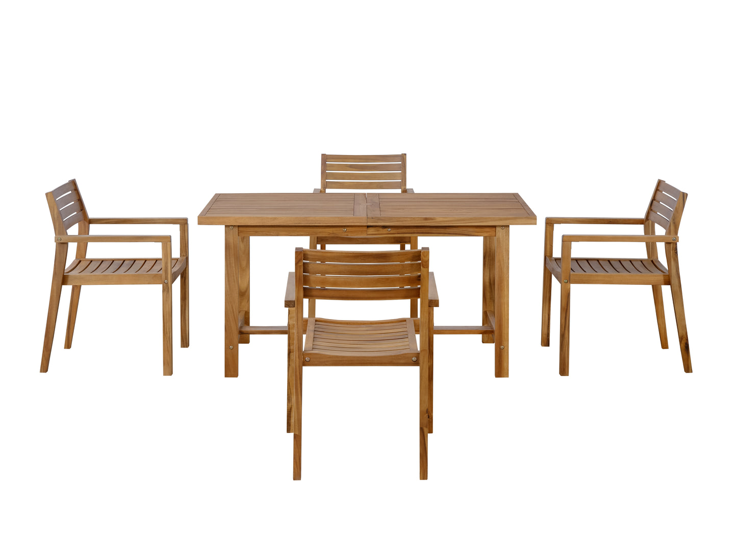 U_STYLE 5-Piece Outdoor Acacia Wood Outdoor Dining Set of 4,59.06-Inch Rectangular Table with Umbrella Hole,Suitable for Patio, Lawn, Garden, Poolside, & Indoor Use image 12