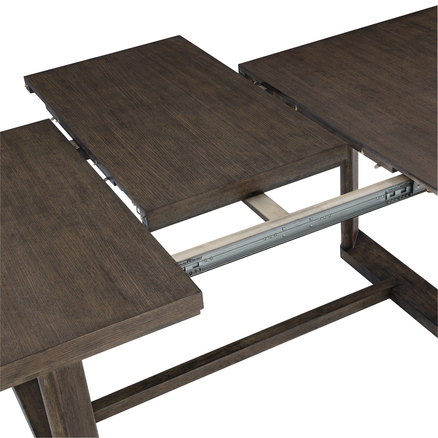 Dark Oak Trestle Dining Table with Leaf image 5