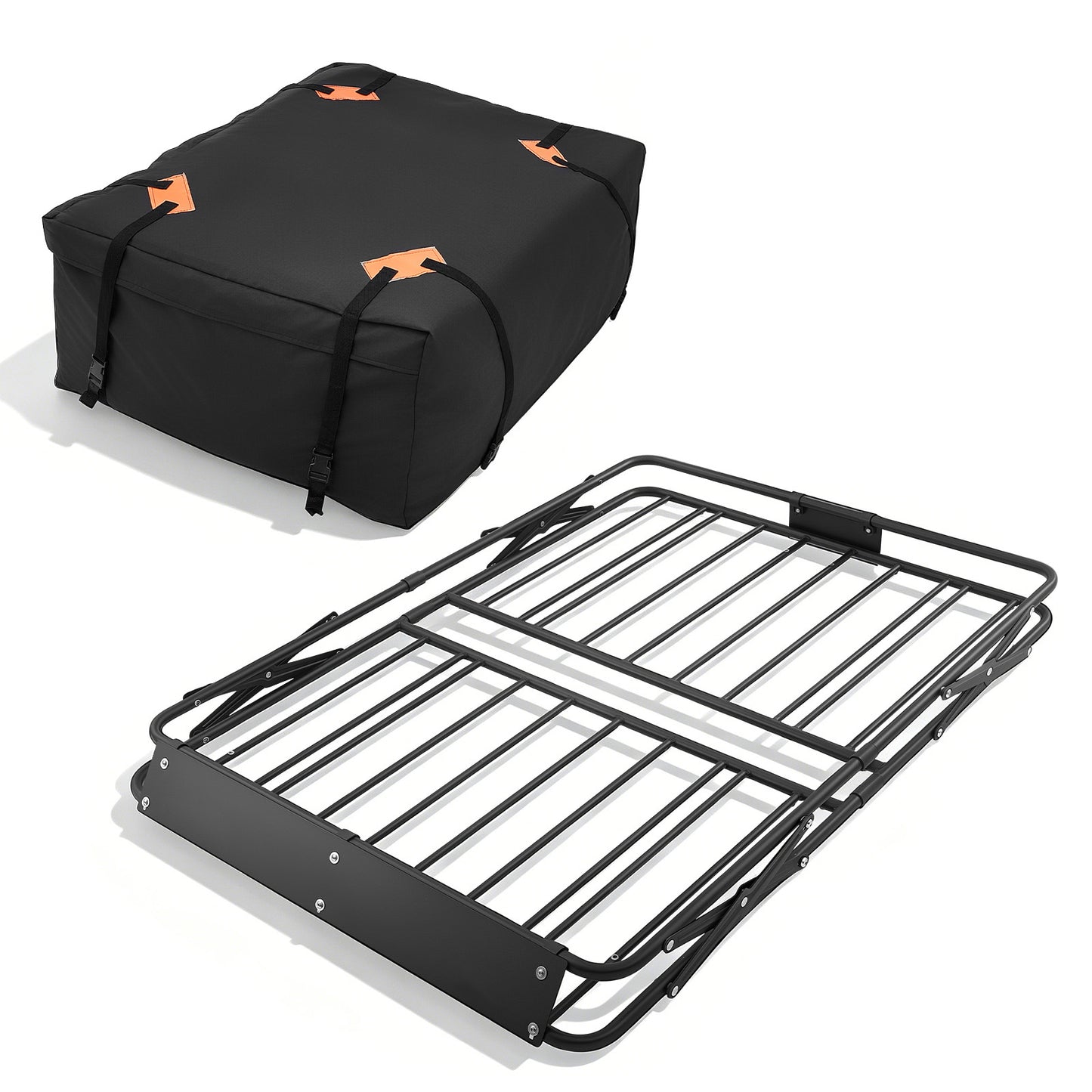 Roof Rack Cargo Basket, 51 x 36 x 4 in, Heavy Duty Roof Top Carrier Basket with Folding Design, 200 lbs Capacity, All-Weather Easy-Install Car Top Luggage Holder, Universal Fit for SUV Truck Car image 12