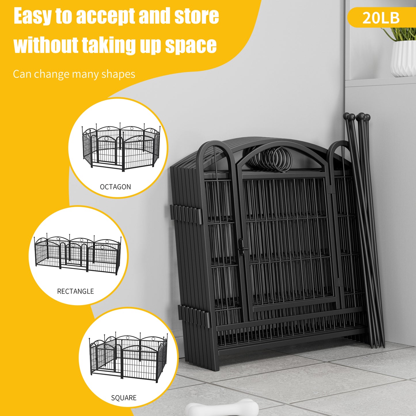 Dog Playpen Indoor 24 inch 8 Panels Metal Dog Pen Pet Dog Fence Outdoor Exercise Pen with Doors, Heavy Duty Dog Fence Puppy Pen for Large Medium Small Dogs Indoor Outdoor Foldable Pet Exercise Pen image 12
