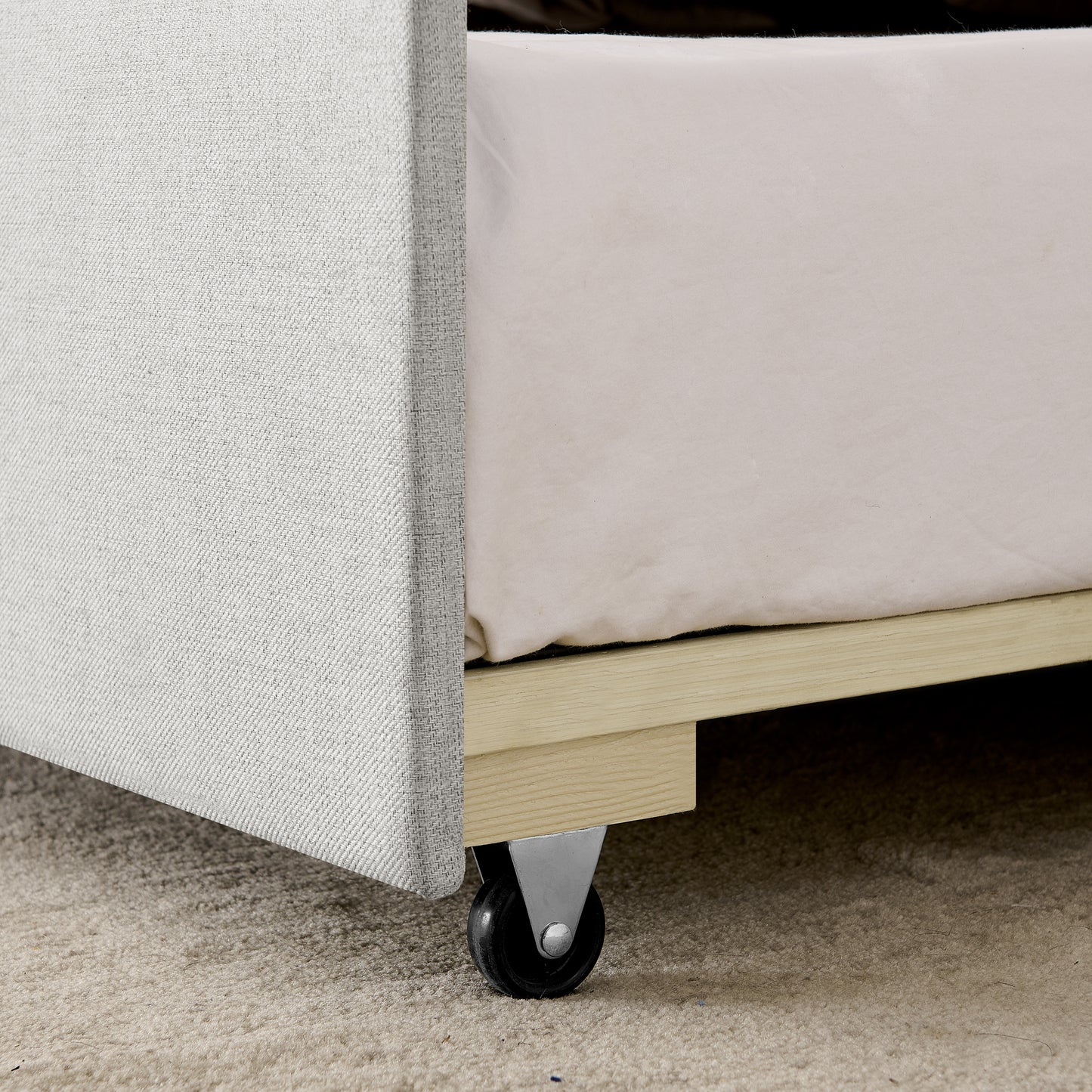Twin Size Upholstery DayBed with Twin Size Pop-up Trundle and USB Charging Design image 12