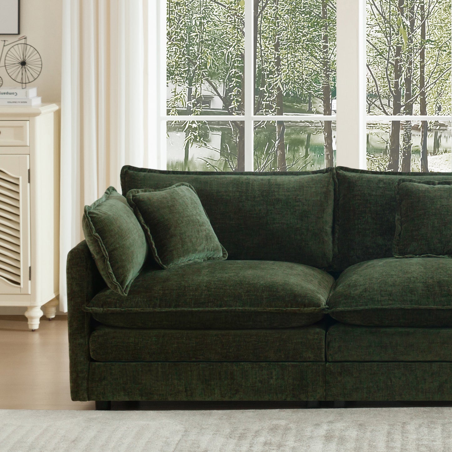Comfortable Deep Seat Reversible Modular 3 Seater Sectional Super Soft Sofa U Shaped Sectional Couch with 3 Ottomans, 3 Toss Pillows and 2 Arm Pillows image 10