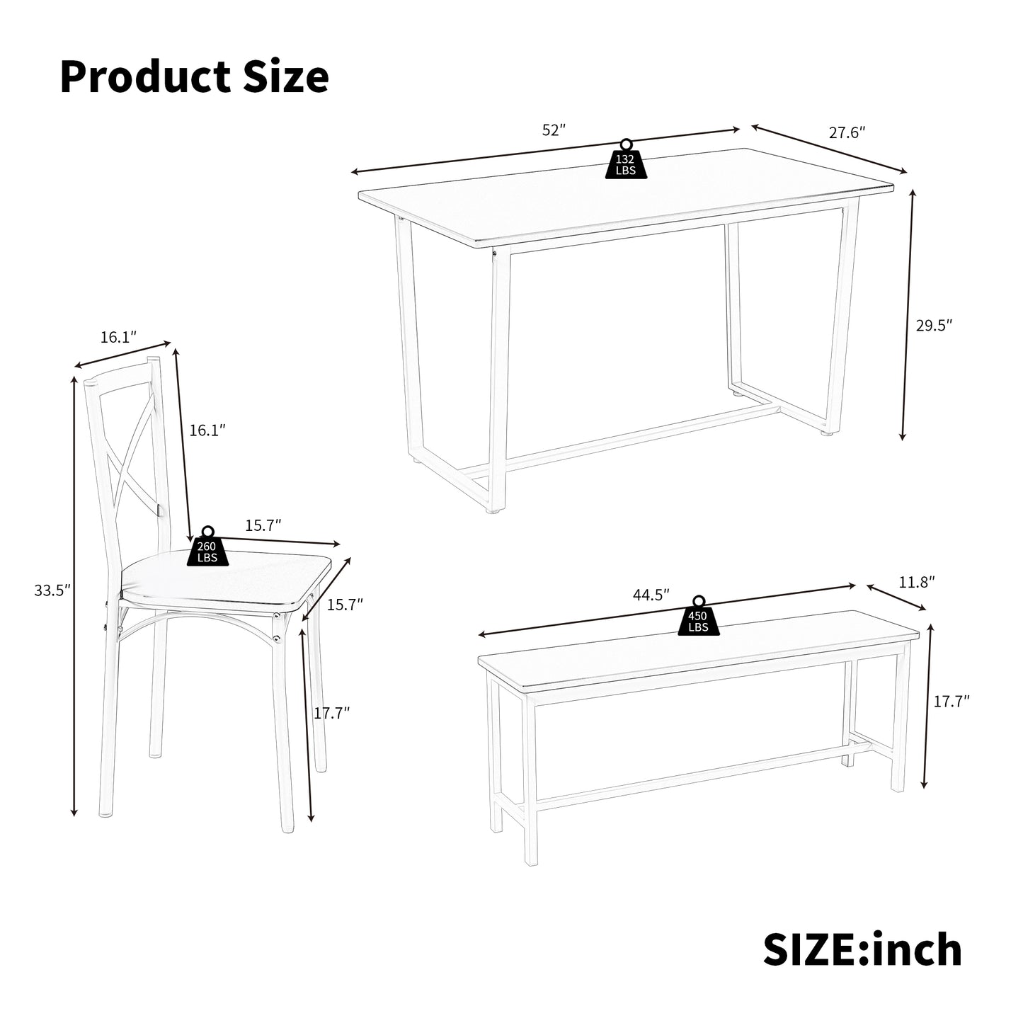 Four-piece set table and chair with backrest, industrial style, solid structure image 9