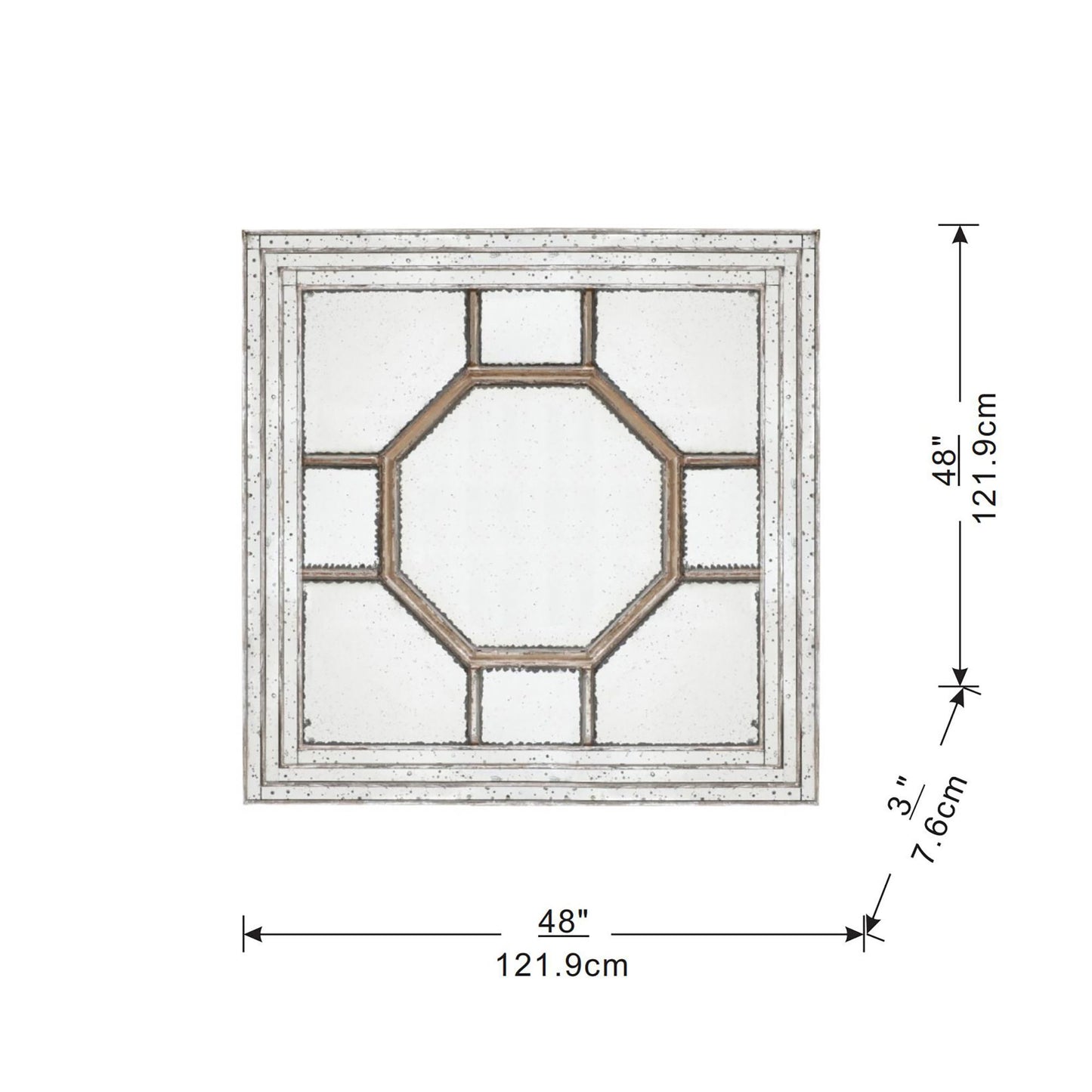 48"x48" Antique Style Decorative Square Wall Mirror with Mirrored Frame, Wall Decor for Living Room Entryway, Console Le image 13