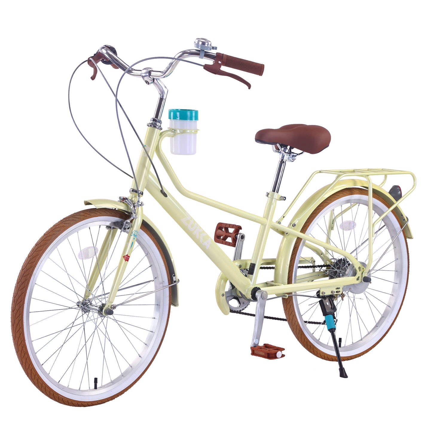 24 Inch Women's Cruiser Bike,6 Speed Step-Through Commuter Bicycle with Rear Rack & Cup Holder, Adult City Bike image 9