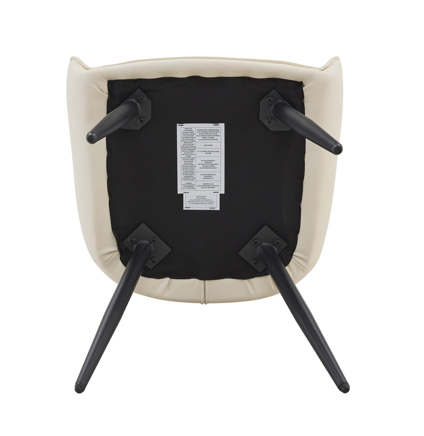 Dining Chairs Set of 2, Off White Faux Leather Dining Room Chair, Metal Kitchen Chairs with Gold Mesh Texture and Black Sanded Legs, Flat Back Upholstered Chair (Off White, Set of 2) image 12