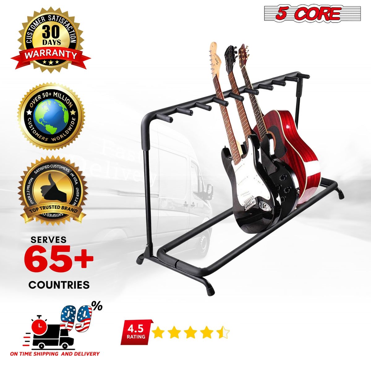 5 Core Guitar Rack 9 Slot Multi Guitar Stand Nine Display Floor Stand Safe Storage Foldable Portable for Electric Acoust image 17