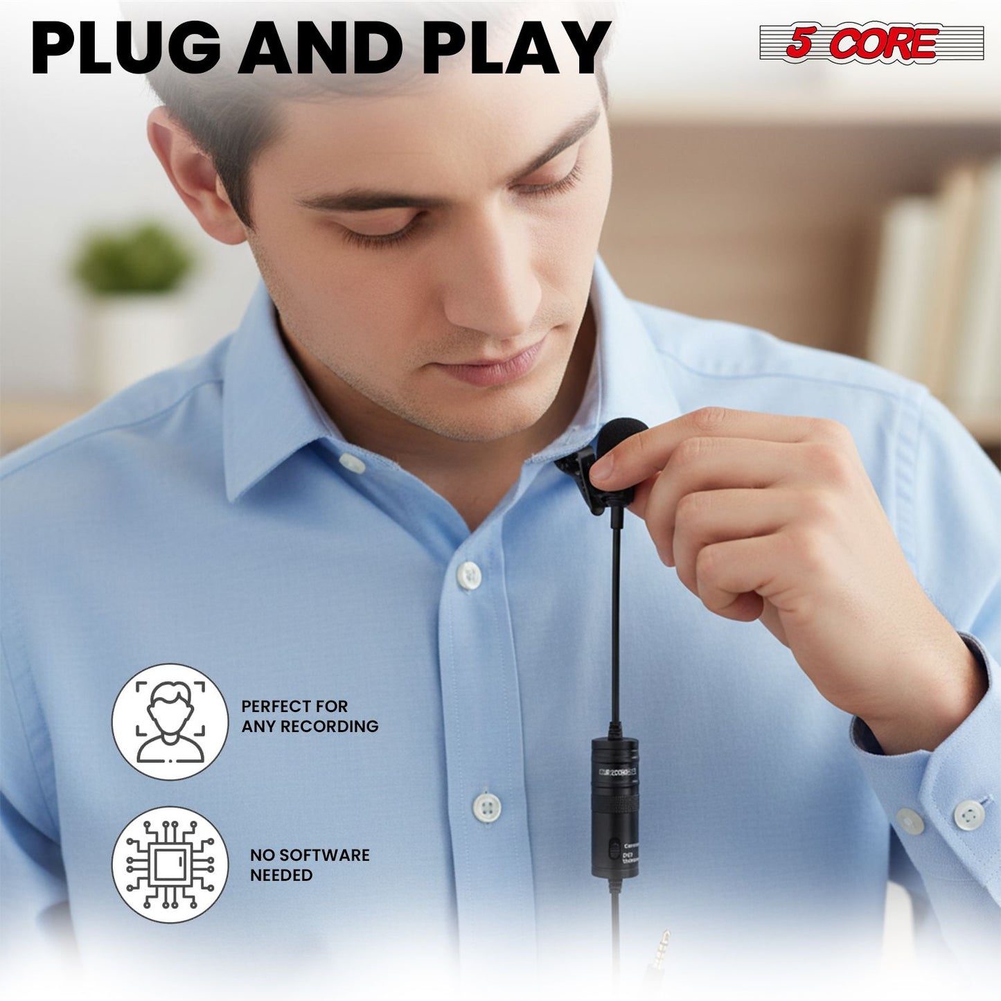 5 Core Professional Omnidirectional Lavalier Microphone 3.5mm Clip-On Lapel Mic for Smartphone DSLR Camera PC Interview image 20