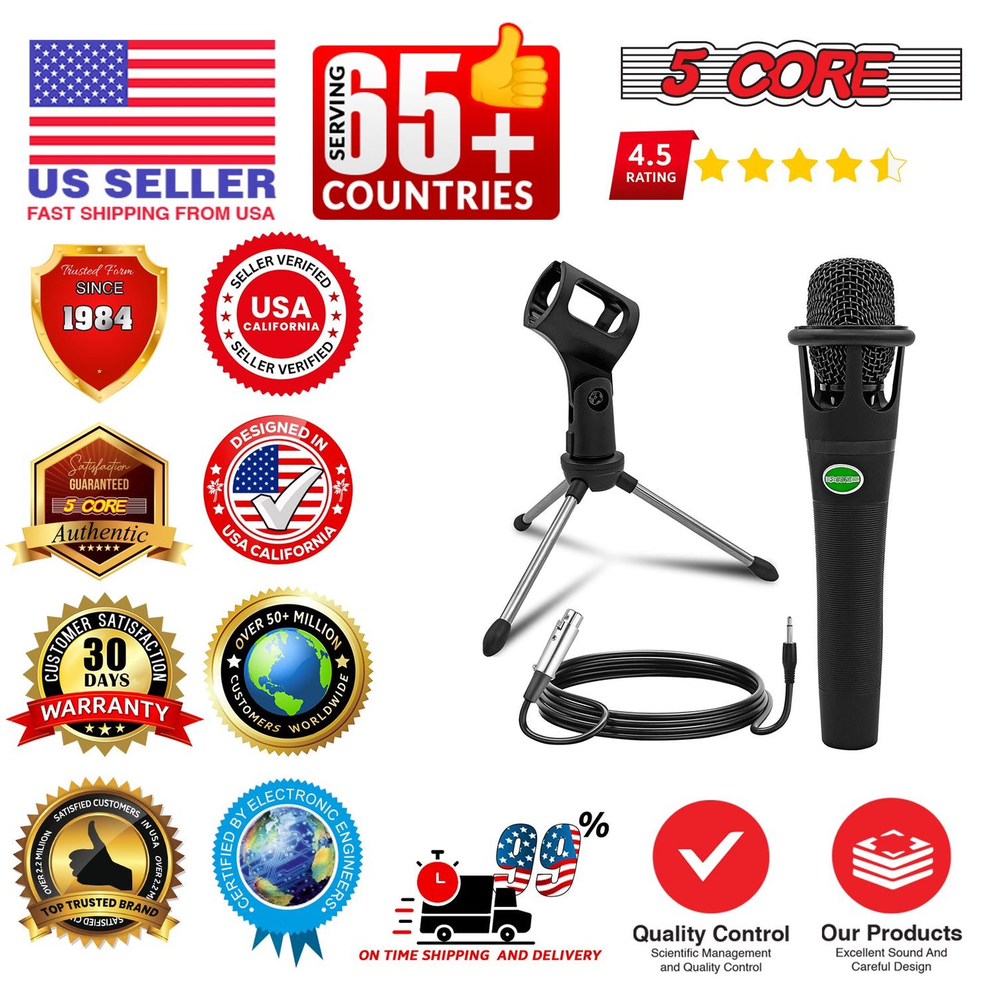5 CORE XLR Dynamic Metal Mic Audio, Ideal for Singing, Captures Source Sound, Sturdy & Durable, Includes XLR Cable - MIC image 10