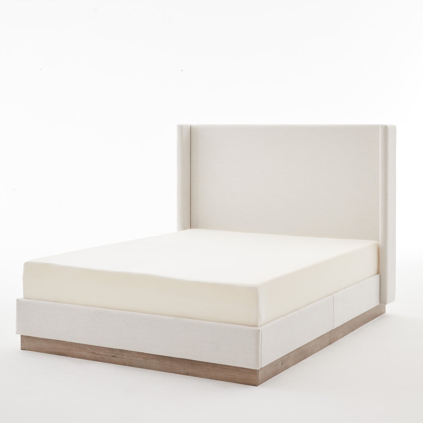 Hosford Upholstered Wingback Bed / Upholstered Wood Base Platform Bed / 52.5" High Headboard / Minimalist / Rusticity / No Box Spring Needed / Queen / Textured Ivory Canvas / No Noise image 12