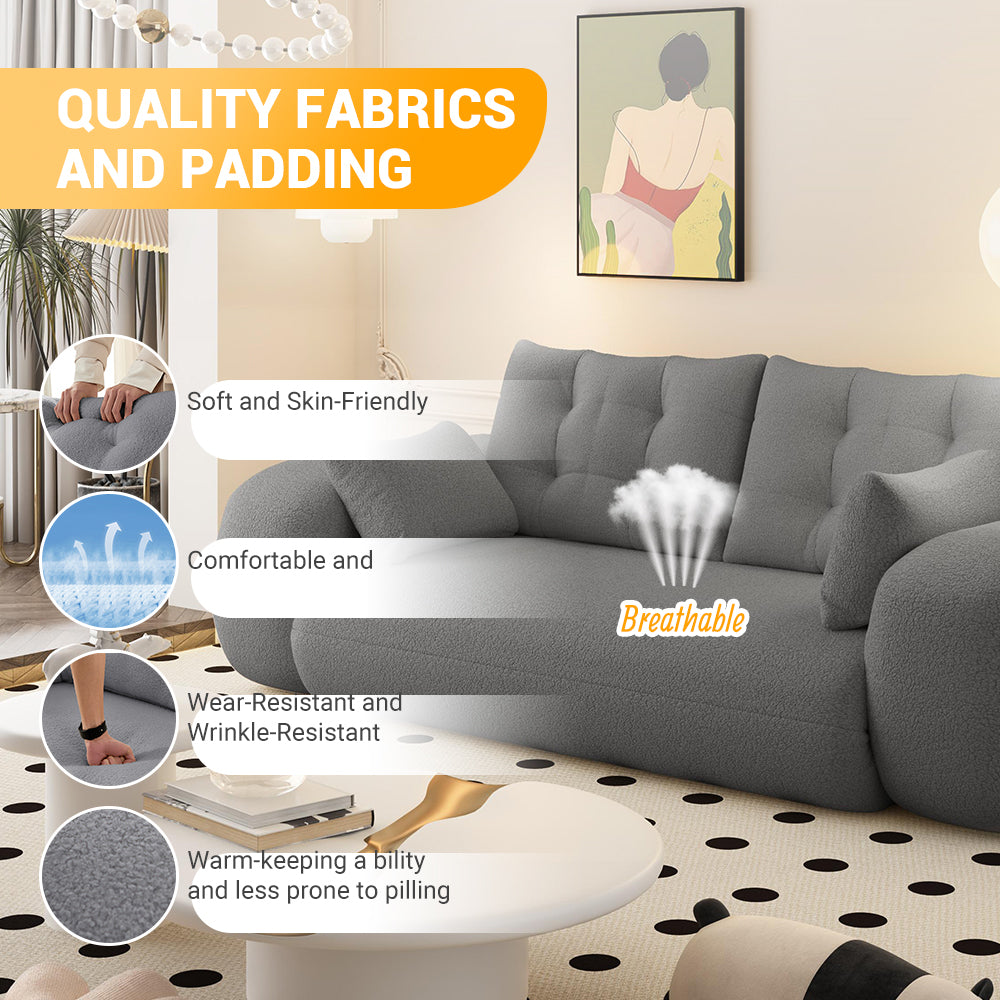 Human Dog Bed, Lazy Sofa Couch, 78.7" Multi-Functional Foldable Sofa Bed, 3-in-1 Sherpa Fleece Fabric Foam-Filled Sleeper Sofa Bed for Living Room,Guest Bed,Playroom,GREY image 12