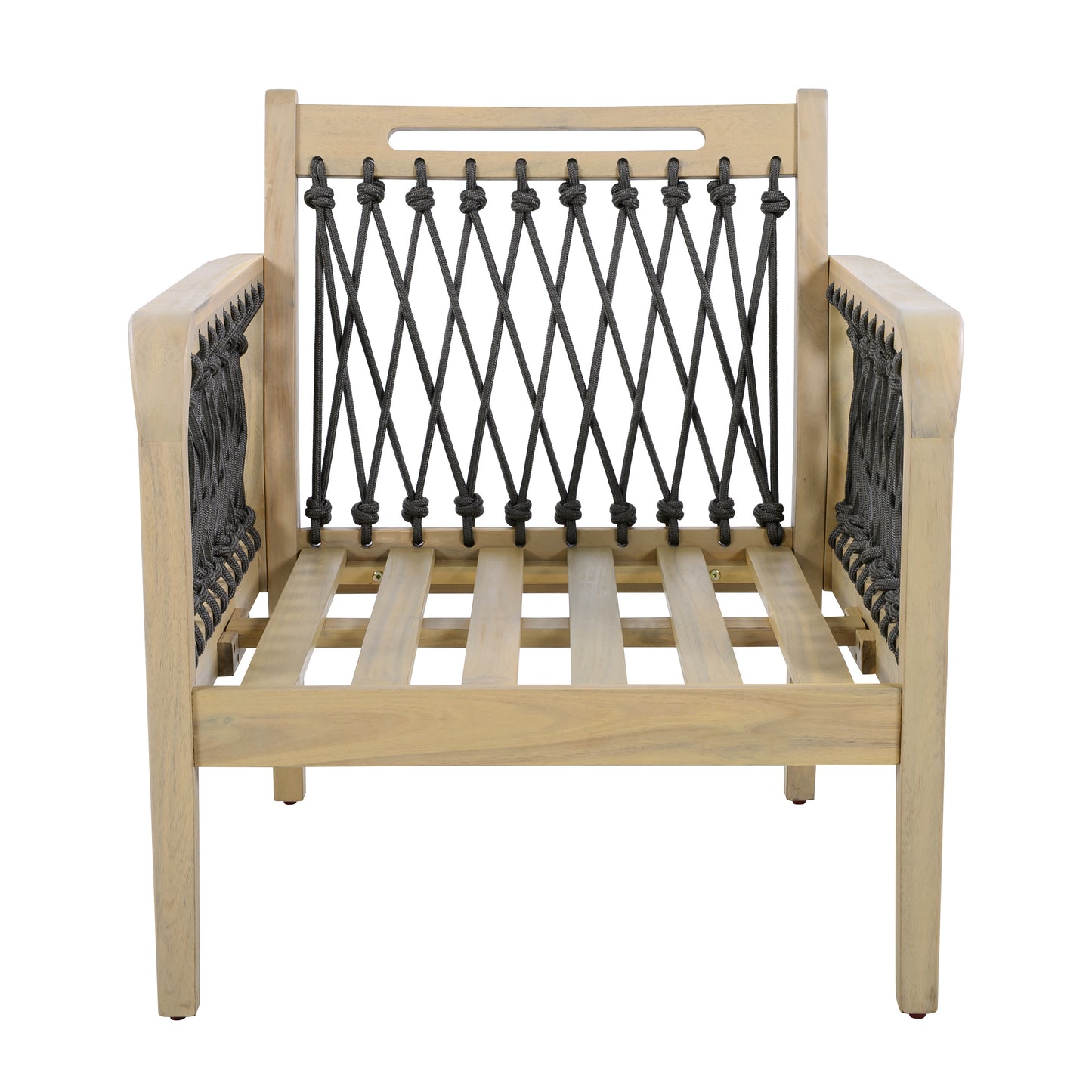 Outdoor Acacia Wood Club Chair with Handwoven Rope(Set of 2), Light Teak Finish image 12