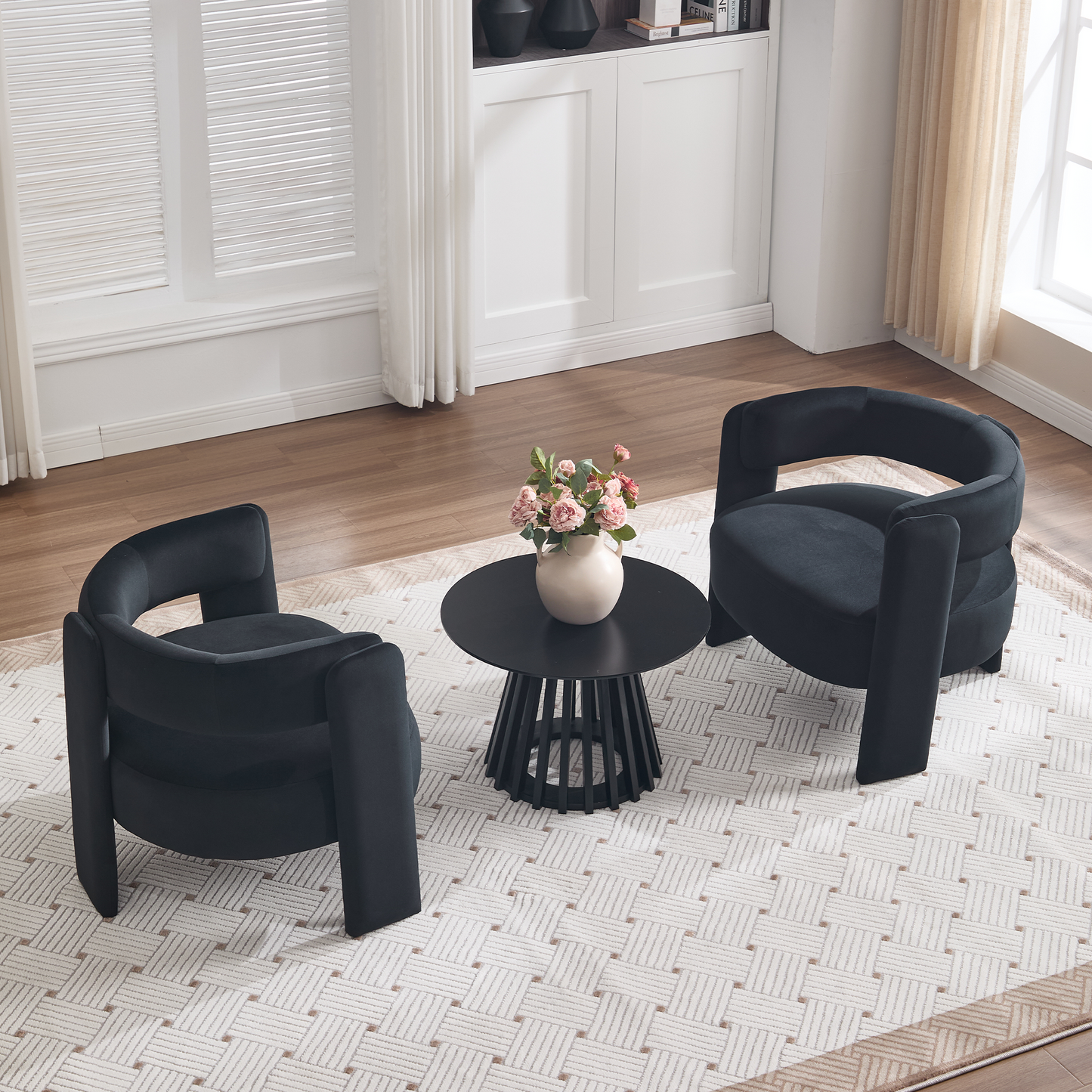 Accent Chair for Living Room, Velvet Comfy Single Sofa Chair Mid-Century Modern Armchair Wooden Legs for Bedroom Office Reading image 12