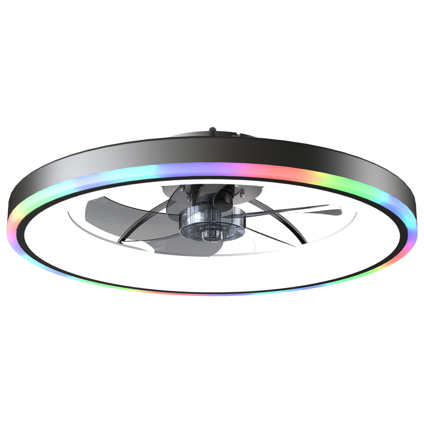23.6" Modern RGB Ceiling Fan with Lights, Flush Mount Low Profile Fan with Remote & APP, 6-Speed Reversible Silent DC Motor, Dimmable 3000-6500K LED for Bedroom, Black image 10
