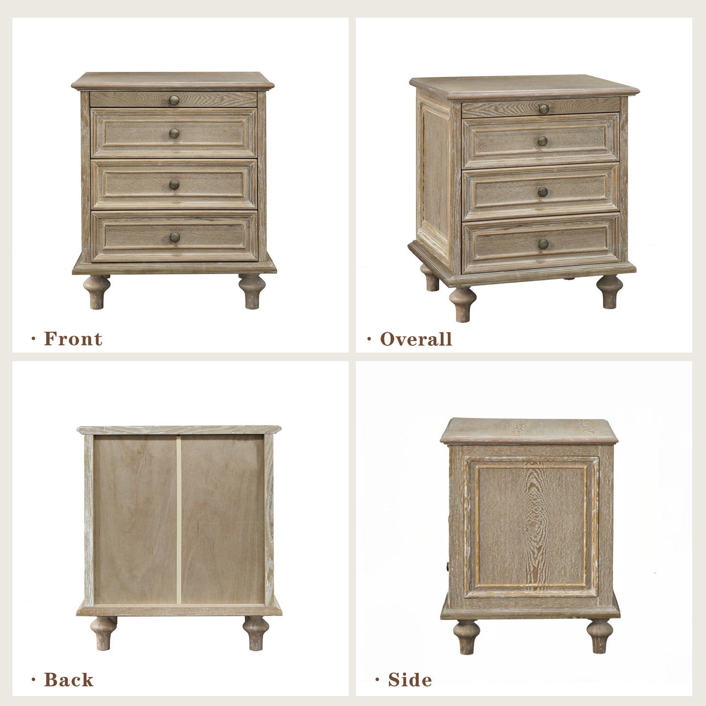 Farmhouse Nightstands with 4 Drawer,Wood Storage End Table with Hidden Pull-Out Shelf, Large Side Table with 4 Solid Wood Feet and Metal Handle,Easy Assembly,Natural image 12