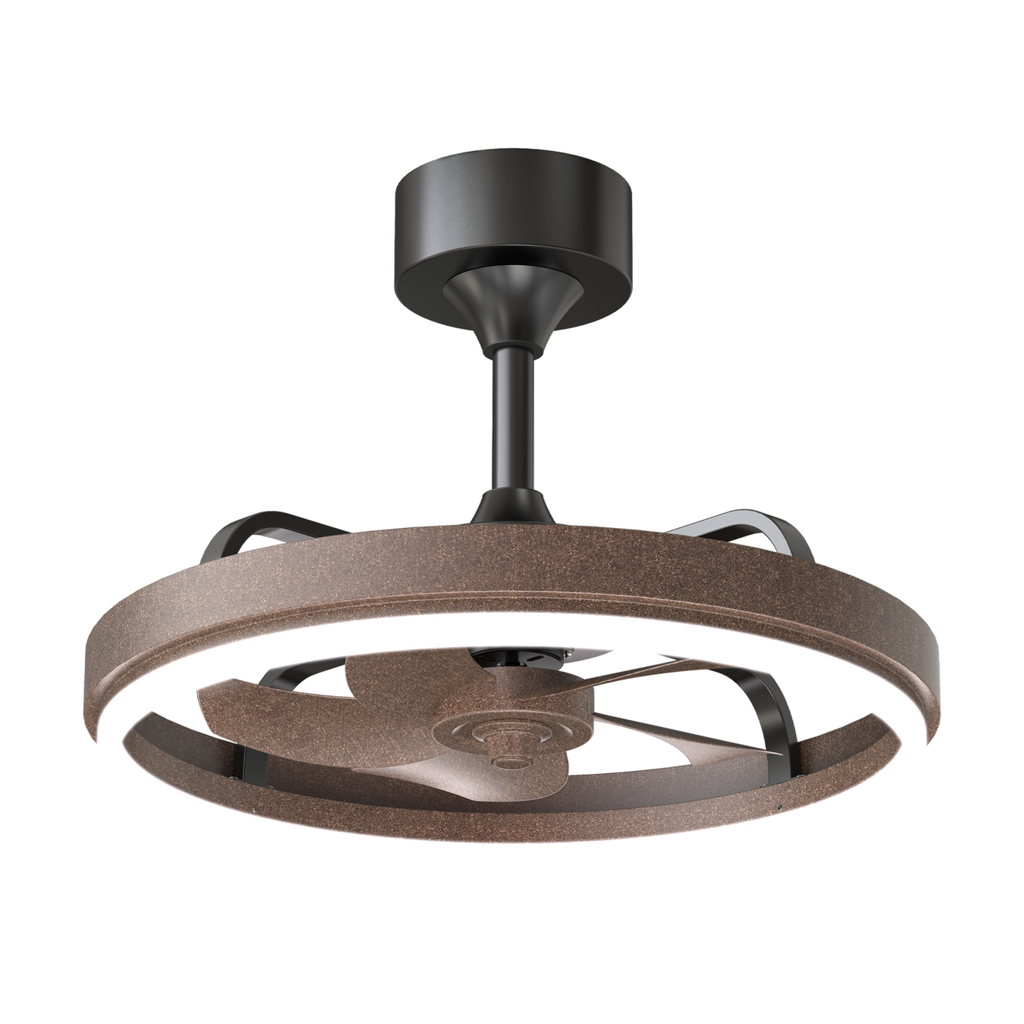 20.5" Rustic Brown Ceiling Fans with Lights Remote & APP Control, Downrod Mount Dimmable LED Fandelier, 6 Speeds Quiet DC Motor, Modern Ceiling Fan for Bedroom Living Room image 9