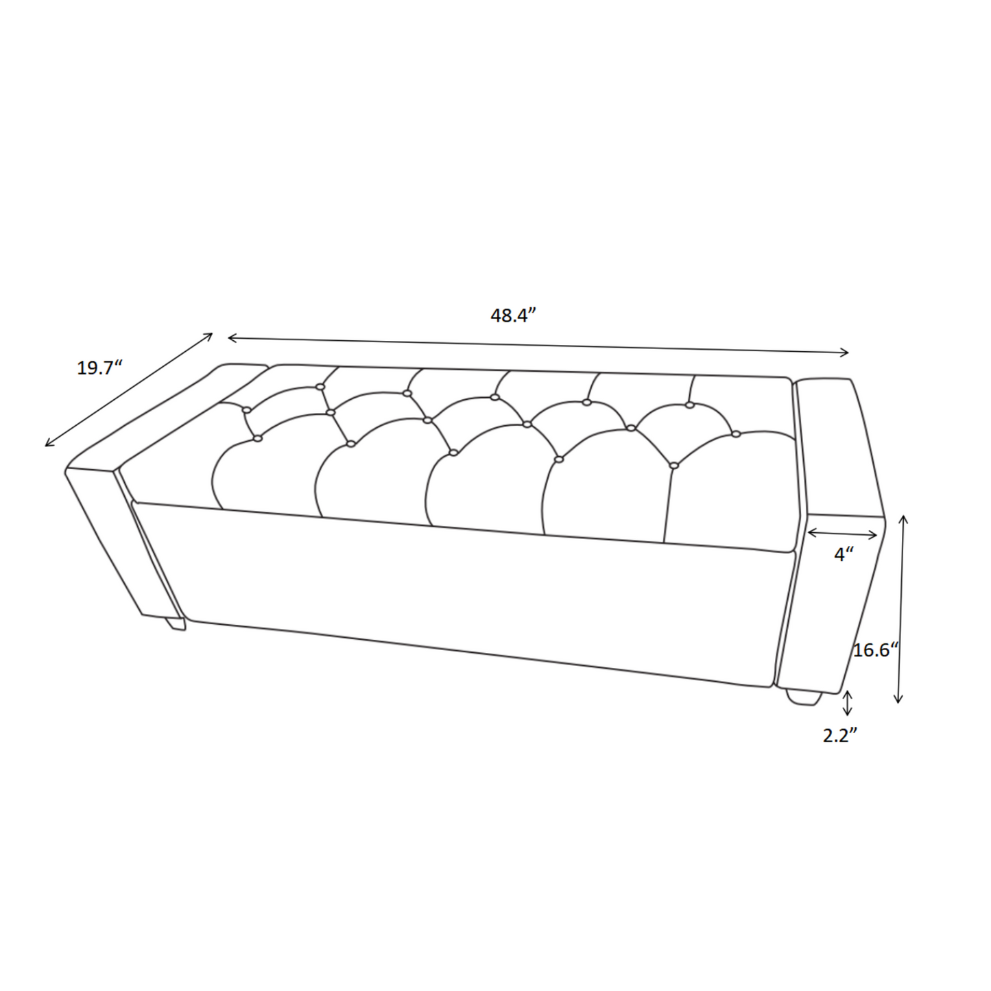 48" Storage Bedroom Bench for End of Bed, Faux Linen Upholstered Storage Ottoman with Arms for Bedroom,Living Room, Entryway, Beige image 9