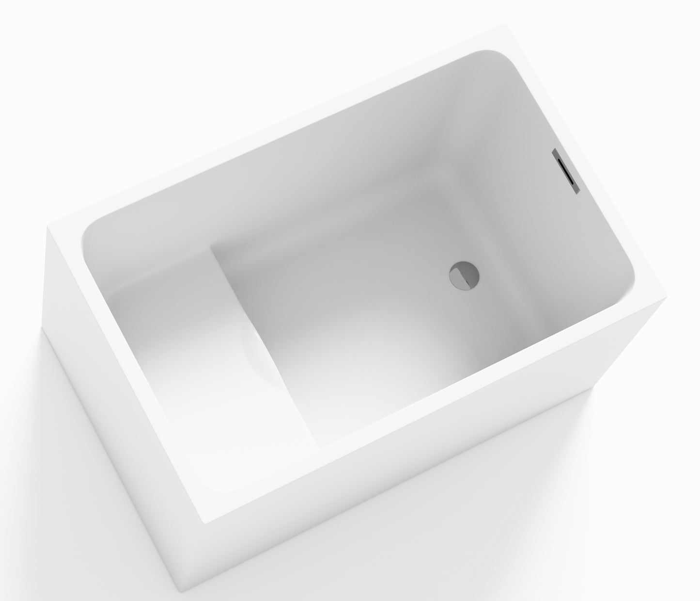 47" Acrylic Freestanding Bathtub with seat: Spacious rectangle Shape, Gloss White Finish, Chrome Overflow & Pop-Up Drain CUPC Certificate image 12