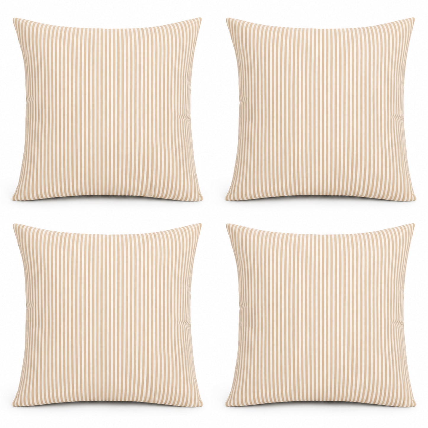 6 Pack Outdoor Pillow Covers ONLY 18x18 Inch, Water-Repellent Decorative Cushion Covers for Patio Furniture, Garden, Porch, Balcony and Outdoor-Beige Cabana Striped image 10