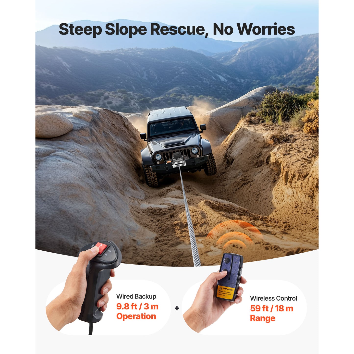 Electric Winch, 10000 lbs Load Capacity, 12V DC Truck Winch with Φ21/64 in x 65 ft Steel Rope, Wireless & Wired Remote Control, IP55 Waterproof for Towing SUV Jeep Trailer Boat Off-Road Vehicle image 12