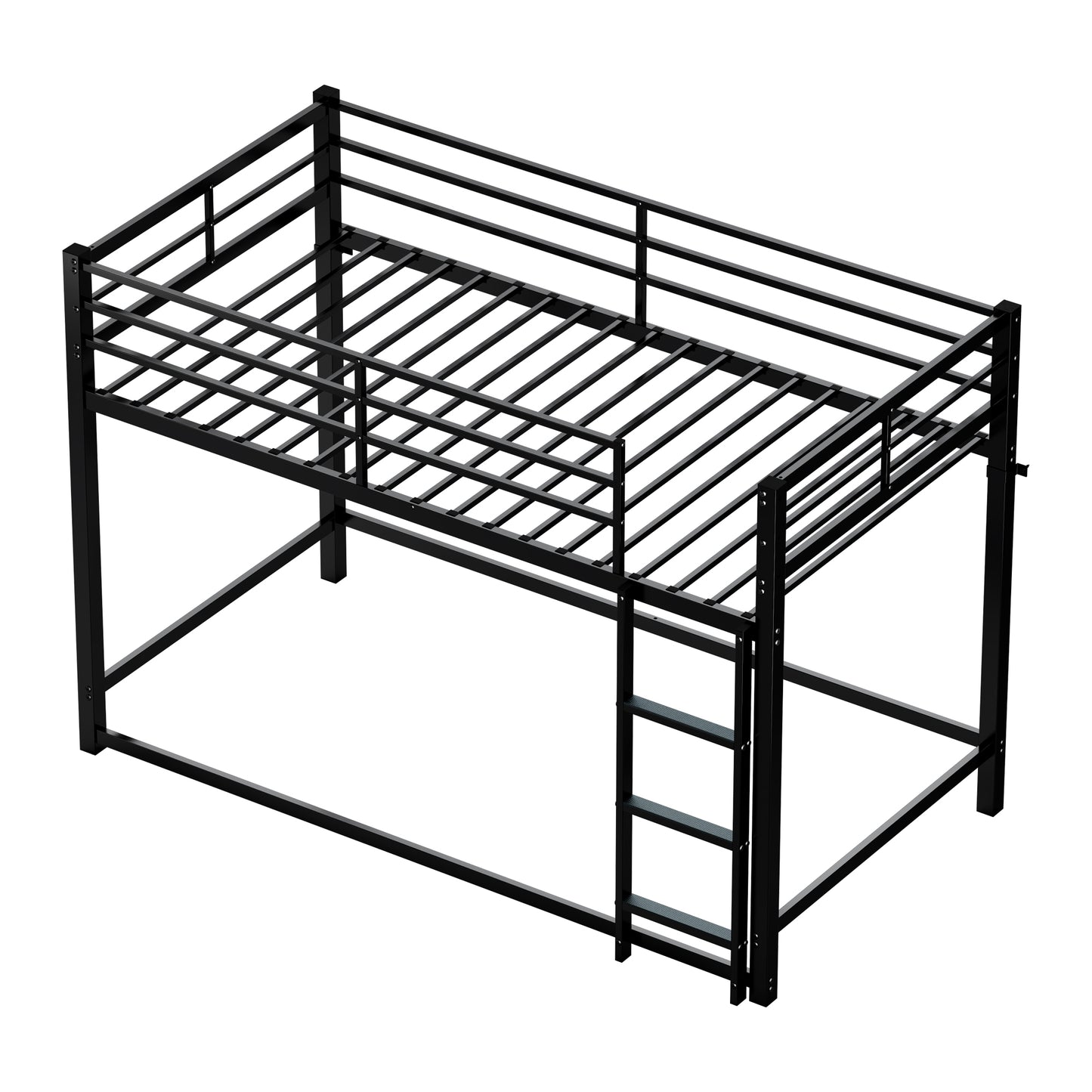 Bunk Bed with Ladder and high Guardrail Metal Bunk Bed, Storage Space, Noise Free,Twin Over Twin Size,BLACK image 10